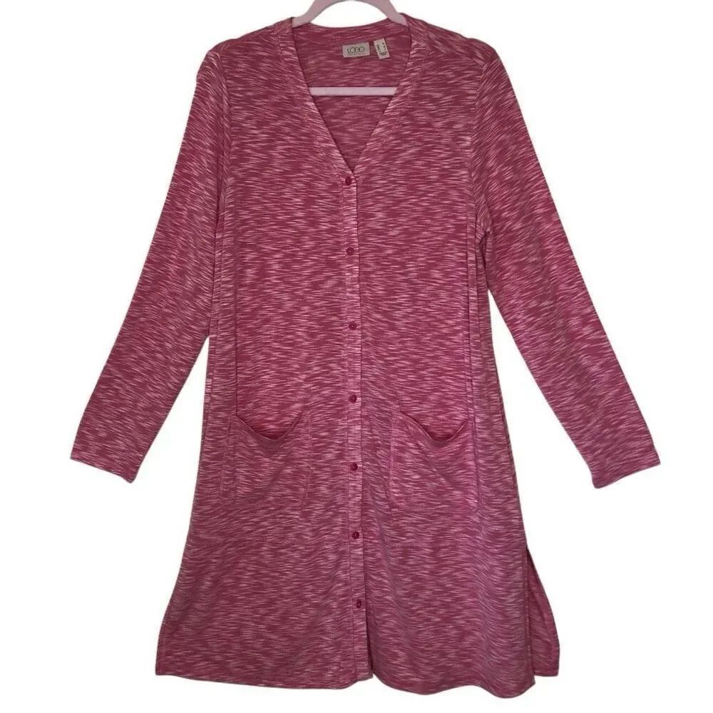 Logo Lori Goldstein Raspberry Space Dye Lightweight Long Sweater/Topper Size M